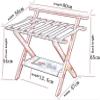 Katzowen Luggage Rack Guest Room Luggage Rack Double Layer 8 Bandages Solid Wood Easy to Assemble Travel Bag It Can Move Family ?,4 Colors (Color : A, Size : 80X47X65CM) view 2