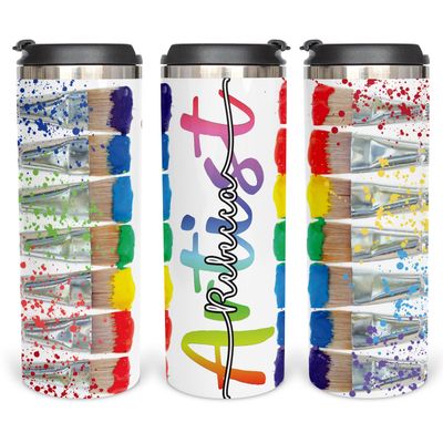 14oz Personalized Skiny Coffee Mug for Artist, Color Sublimation Coffee Tumbler Gift for Art Teacher, Fine Arts Appreciation Vacuum Insulated Cup Gift, Back to School Week for Artist, Painter Mug Lid