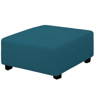 Easy-Going Stretch Square Ottoman Cover 40x40x15 inch Folding Storage Stool Furniture Protector Soft Rectangle slipcover with Elastic Bottom Peacock Blue