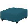 Easy-Going Stretch Square Ottoman Cover 40x40x15 inch Folding Storage Stool Furniture Protector Soft Rectangle slipcover with Elastic Bottom Peacock Blue view 1