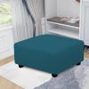 Easy-Going Stretch Square Ottoman Cover 40x40x15 inch Folding Storage Stool Furniture Protector Soft Rectangle slipcover with Elastic Bottom Peacock Blue view 2