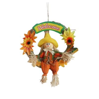DECHOUS Thanksgiving Scarecrow Couple Wreath 2pcs Hanging Scarecrow Ornament for Halloween Decor Party Decorations