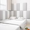 LXBAMKEA Anti-Collision Wall Stickers, Thicken Soft Bag Bedside Protective Wall Panel, Waterproof PU Wall Cushion, Self Adhesive Living Room Bedroom Playroom Nursery Wall Mat (Color : White+Blue, Si view 3