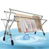 ATYUJKB Laundry Room Retractable Clothes Drying Rack, Laundry Room Racks with Shelves, Clothes Drying Rack Foldable with Wheels, 5 Rod Stainless Steel Drying Rack (160cm/63in) view 1