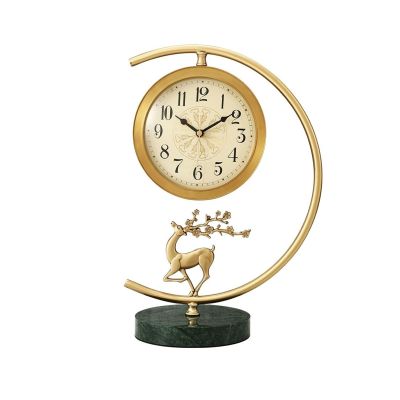 ARINAL Table Top Clocks Copper Clock Home countertop Clock Ornaments Antique Clock Marble Base Desktop Clock Office Desk Clock (Color : B)