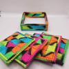 907 Creations By Ca'Trena Plastic Canvas Coasters (Set of 4) w/Box (Black-Orange-Green) view 4