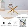 51" Glass Dining Table for 4, Rectangular Glass Dining Room Table with 0.39" Tempered Glasstop & Gold Stainless Steel Pedestal Base, Modern Dining Table for Kitchen Dining Living Room view 2