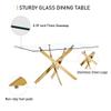 51" Glass Dining Table for 4, Rectangular Glass Dining Room Table with 0.39" Tempered Glasstop & Gold Stainless Steel Pedestal Base, Modern Dining Table for Kitchen Dining Living Room view 3