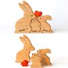 ROSLILY Custom Wooden Animal Family Figurine with 1-8 Names Personalized Cuddling Animals Name Blocks for Family Keepsake Gifts (Bunny) view 3