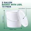 Tioncy 10 Pcs 2 Gallon Plastic Bucket with Lid Heavy Duty 2 Gallon Bucket Pail with Lid Handle for Storage Container Home Household Cleaning (White) view 2