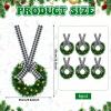 VIHOSE 6 Pcs Lighted Christmas Wreath Decoration 9.8 Inch LED Christmas Door Wreath with Plaid Ribbon Bow Xmas Outdoor for Front Door Window Chair Wall Decor (Black White) view 2