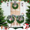 VIHOSE 6 Pcs Lighted Christmas Wreath Decoration 9.8 Inch LED Christmas Door Wreath with Plaid Ribbon Bow Xmas Outdoor for Front Door Window Chair Wall Decor (Black White) view 4