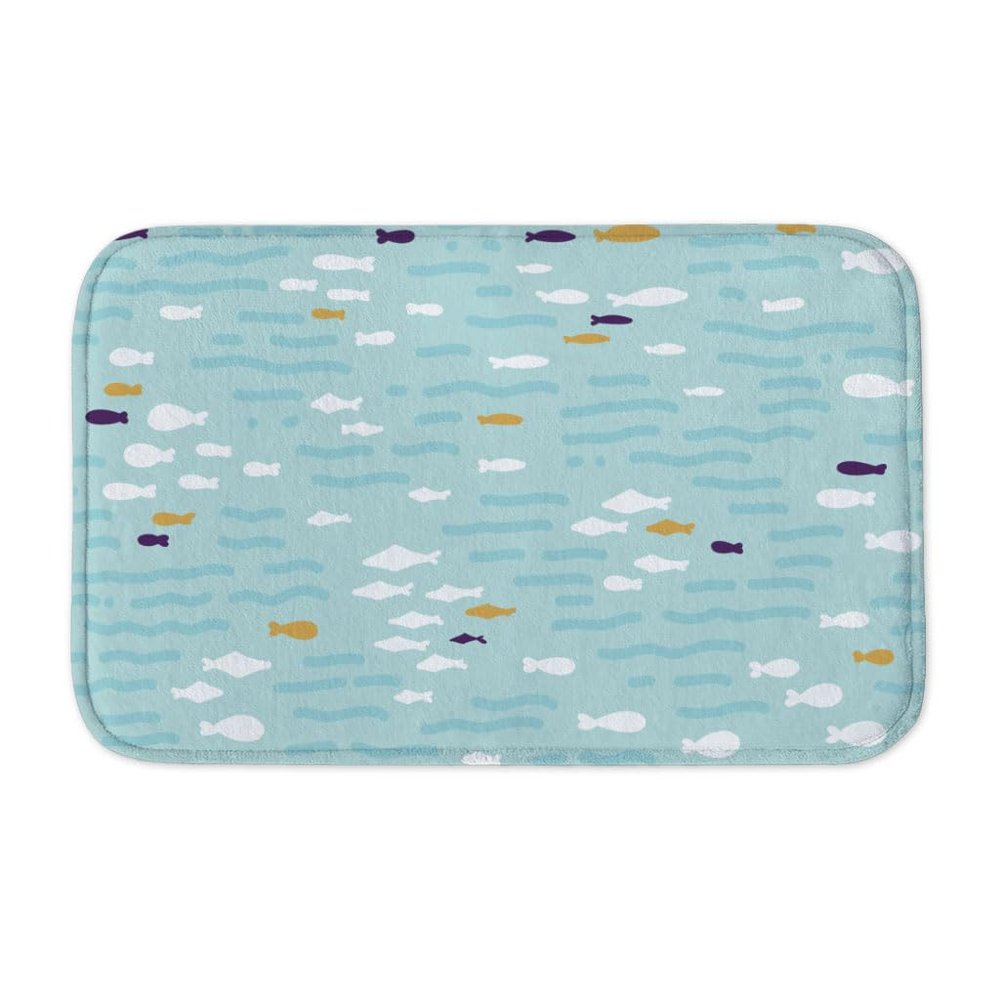 Tropical Fish Bath Mat - Watercolor Bathroom Rug - Trendy Rug for Bathroom - 34 x 21 inches
