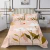 Erosebridal Boho Minimalist Bedspread King Size Hippie Abstract Art Quilt Set, Botanical Plants Coverlet Set White Flower Floral Bedding Set Modern Mid Century Bed Cover Girly Pink Room Decor view 2