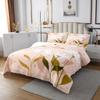 Erosebridal Boho Minimalist Bedspread King Size Hippie Abstract Art Quilt Set, Botanical Plants Coverlet Set White Flower Floral Bedding Set Modern Mid Century Bed Cover Girly Pink Room Decor view 3