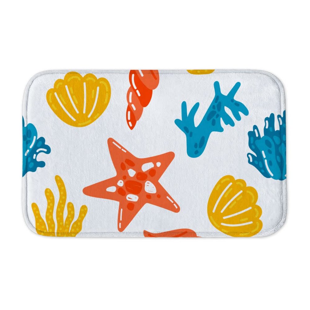 Sea Themed Bath Mat - Cute Bathroom Rug - Art Print Rug for Bathroom - 34 x 21 inches