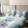 Erosebridal 100% Organic Cotton Teal Daisy Duvet Cover for Girls Women,Contemporary Flower Ombre Bedding Set,Rustic Oil Painting Comforter Cover,Butterfly Floral Bed Sets with 1 Pillowcase,Twin view 3