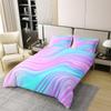 100% Organic Cotton Rainbow Comforter Cover, Girls Bright Iridescent Striped Inspired Curved Lines Gradient Tie Dye Effect Hippie Comfy Bedding Set, Twin Size, Teal Pink view 2