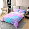100% Organic Cotton Rainbow Comforter Cover, Girls Bright Iridescent Striped Inspired Curved Lines Gradient Tie Dye Effect Hippie Comfy Bedding Set, Twin Size, Teal Pink view 3
