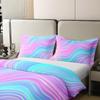 100% Organic Cotton Rainbow Comforter Cover, Girls Bright Iridescent Striped Inspired Curved Lines Gradient Tie Dye Effect Hippie Comfy Bedding Set, Twin Size, Teal Pink view 4