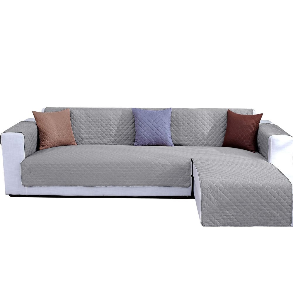 JIABOLANG Double Side L Shape Couch Cover Sectional Sofa Covers Set Chaise Couch Cover Slip Covers for Sofas Couches Sectional Furniture Protector Cover (Medium,Light Grey)