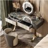 ZUMAHA Slate Desktop Vanity Desk for Girls Women, Vanity Set with Cushioning Makeup Stool, Dressing Table with LED Lighted Mirror Dresser view 3