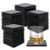 60 Pack Slate Drink Coasters, VIBRATITE 4 Inch Black Slate Stone Coasters Bulk Cup Coaster Laser Engraving Blanks with Anti-Scratch Bottom for Drink Coffee Bar Kitchen Home Decor, Square view 1