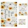 Bath Towels Set of 3 Inspirational Quote Sunflowers Eucalyptus Leaves Linen Texture Bathroom Towels Set Soft Absorbent Bath Towel Hand Towel Washcloth Decorative Towels for Bathroom Kitchen Gym Spa view 1