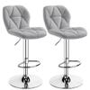 Yaheetech Gray Bar Stools Set of 2, PU Leather Bar Chairs with Backrest, Height Adjustable Swivel Island Stools for Bar, Kitchen Counter, Light Grey view 1