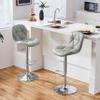 Yaheetech Gray Bar Stools Set of 2, PU Leather Bar Chairs with Backrest, Height Adjustable Swivel Island Stools for Bar, Kitchen Counter, Light Grey view 2