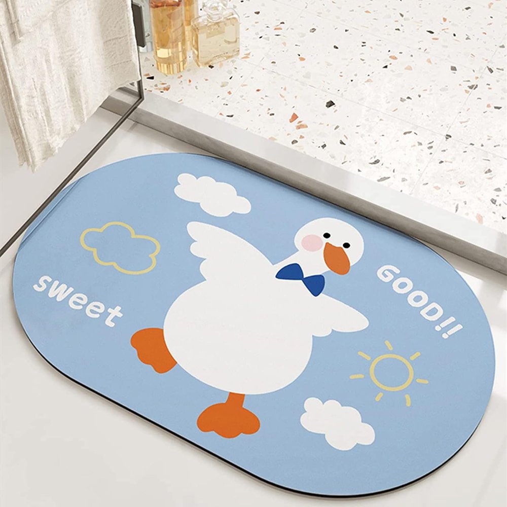 CHDGSJ Absorbable Water Stone Mat - Diatomite Stone Bath Mat, Quick Dry Diatomaceous Earth Bath Shower Mat, Non-Slip Rubber Bathtub Floor Mat(Goose,50 * 80cm)