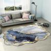 Marble Area Rug,Modern Abstract Geometric Pattern Rugs,Oval Living Room Decorative Carpet,Machine Washable Durable Rug,Suitable for Indoor Living Room Bedroom Apartment Home Decor(160*230cm, S) view 1