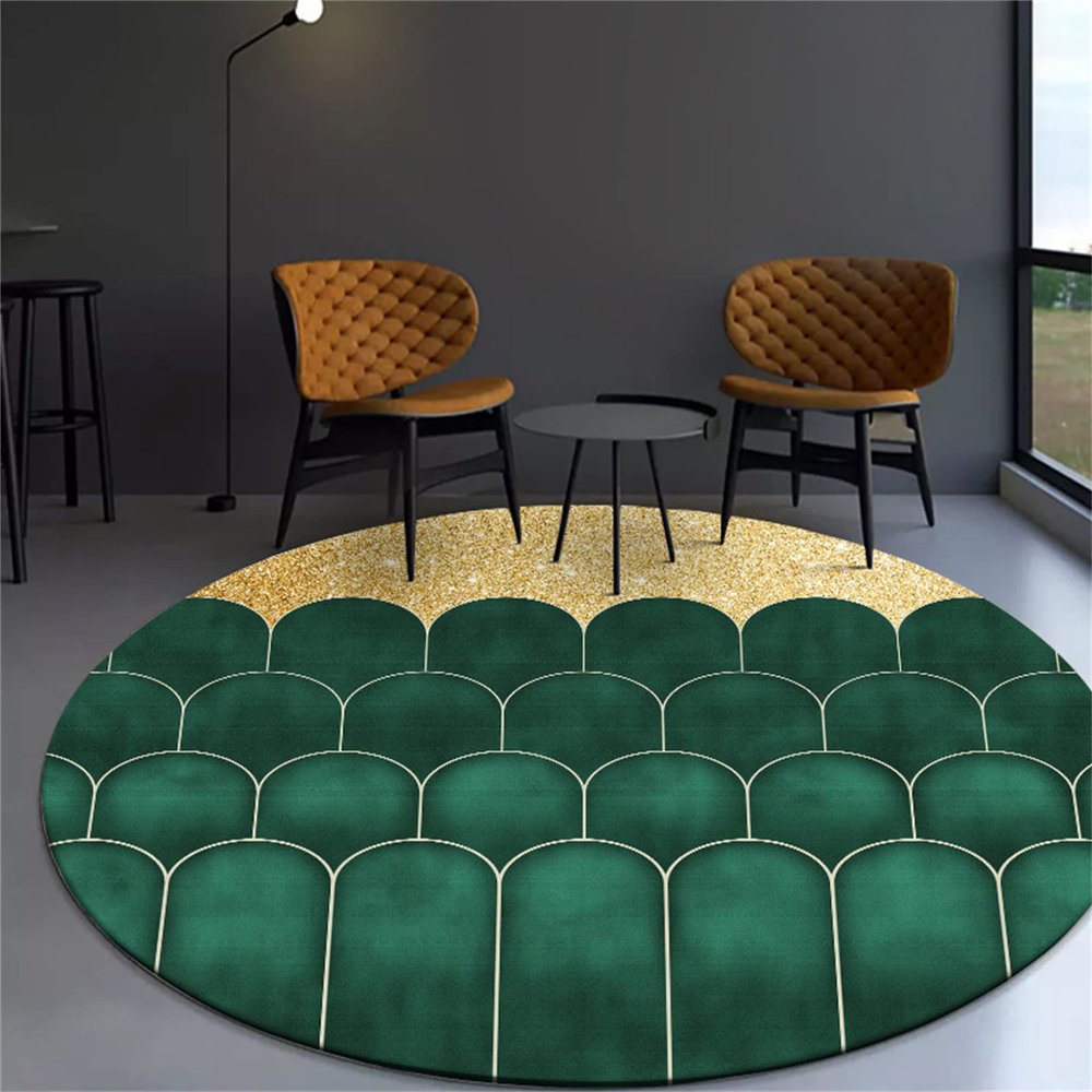 HM&DX 3D Light Luxury Area Rugs,Modern Abstract Circle Marble CarpetsLuxury Washable Non-Slip Circular Floor Mats for Living Dinning Room Bedroom Bathroom Modern Home Decorate(4ft, 4)