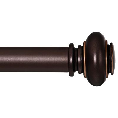SIMEWIN Bronze Curtain Rods for Windows 66 to 120 Inches Adjustable Decorative 1 Inch Diameter Single Window Curtain Rod Set with Classic Finials, Bronze with Gold Finishing
