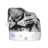 EVANEM Santa Hat with LED Lights Cute Cheetah Christmas Hat for Adults Light Up Xmas Hats Plush Santa Cap view 2