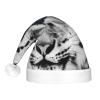 EVANEM Santa Hat with LED Lights Cute Cheetah Christmas Hat for Adults Light Up Xmas Hats Plush Santa Cap view 3