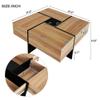 LZ LEISURE ZONE Coffee Table, Modern Unique Square Coffee Table with 4 Hidden Storage Compartments, Cocktail Table with Extendable Sliding Tabletop, UV High-Gloss Center Table for Living Room, Brown view 2
