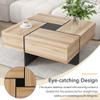 LZ LEISURE ZONE Coffee Table, Modern Unique Square Coffee Table with 4 Hidden Storage Compartments, Cocktail Table with Extendable Sliding Tabletop, UV High-Gloss Center Table for Living Room, Brown view 4
