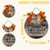 PaBoe Fall Thanksgiving Halloween Welcome Wooden Sign with Bow Artificial Leaves Berries Pumpkin Rustic Farmhouse Door Hanger for Autumn Harvest Home Office Decoration Welcome Wreath for Front Door view 3