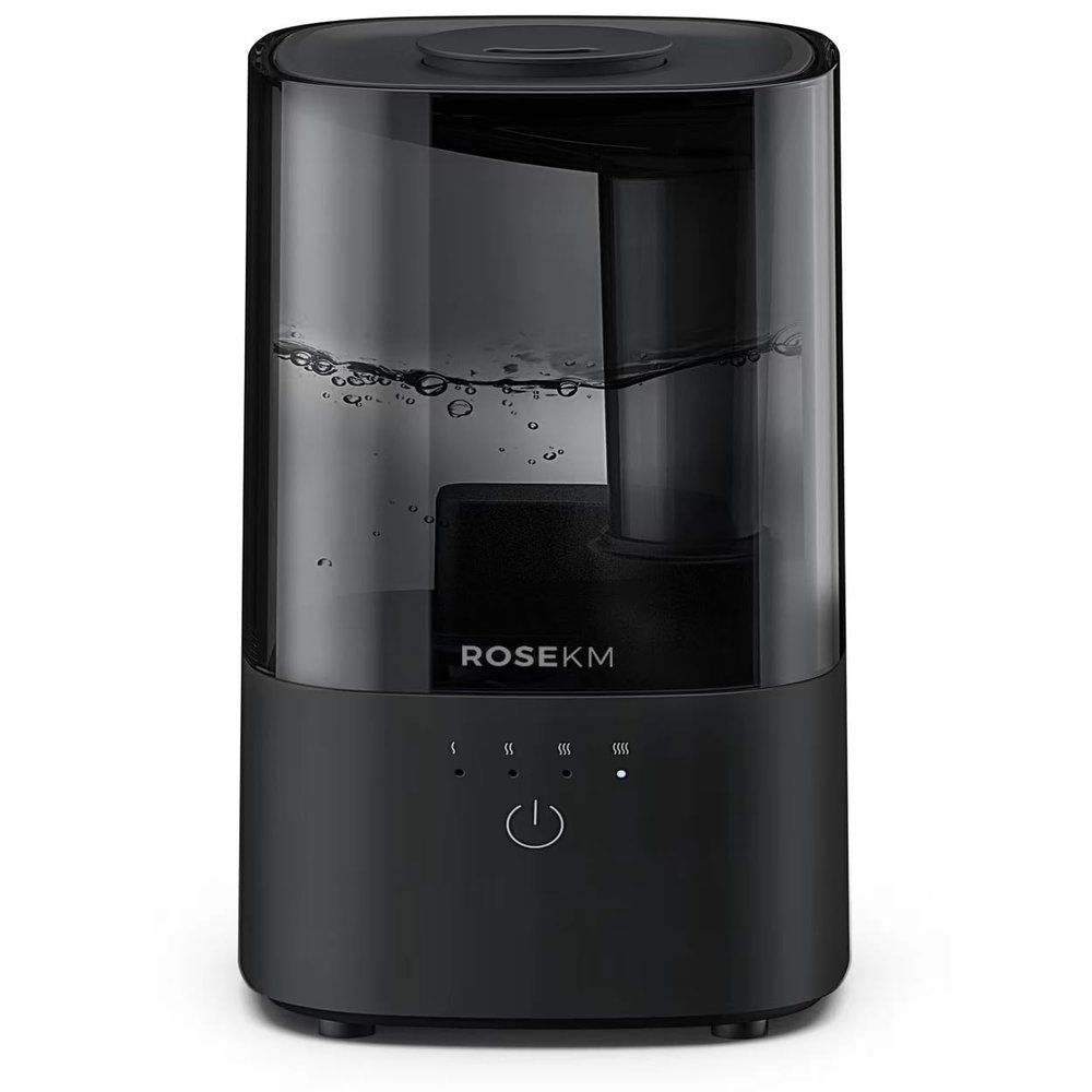 ROSEKM Humidifiers for Bedroom (1.1L), Small Cool Mist Humidifier for Home Plant and Baby Nursery, Quiet Ultrasonic Humidifier with 360 Nozzle, Auto Shut-Off, Filterless, Black