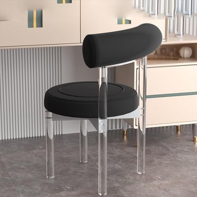 GAGALU Transparent Acrylic Backrest Dining Chair, Dressing Chair, Makeup Chair, Shoe Changing Chair, Balcony Chair,Black,Velvet