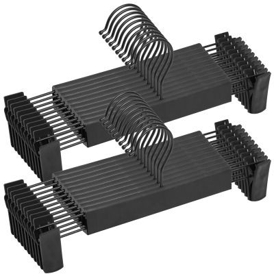 NORTHERN BROTHERS Pants Hangers, Black 20 Pack with Clips for Pants, Skirts, and Shorts - Plastic Bulk Hangers