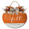 PaBoe Fall Thanksgiving Halloween Welcome Wooden Sign with Bow Artificial Leaves Berries Pumpkin Rustic Farmhouse Door Hanger for Autumn Harvest Home Office Decoration Welcome Wreath for Front Door view 1