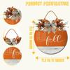 PaBoe Fall Thanksgiving Halloween Welcome Wooden Sign with Bow Artificial Leaves Berries Pumpkin Rustic Farmhouse Door Hanger for Autumn Harvest Home Office Decoration Welcome Wreath for Front Door view 3