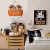 PaBoe Fall Thanksgiving Halloween Welcome Wooden Sign with Bow Artificial Leaves Berries Pumpkin Rustic Farmhouse Door Hanger for Autumn Harvest Home Office Decoration Welcome Wreath for Front Door view 4