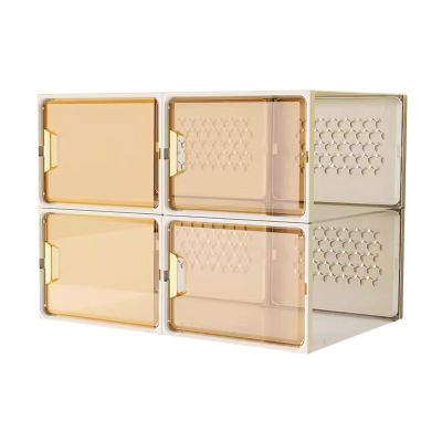 Shoe Boxes 4 Pack Shoe Box and Shoe Cabinet, Household Shoe Storage Boxes, Stackable Plastic Shoe Box with Lid, Space Saving, Easy to Assemble (Color : C)