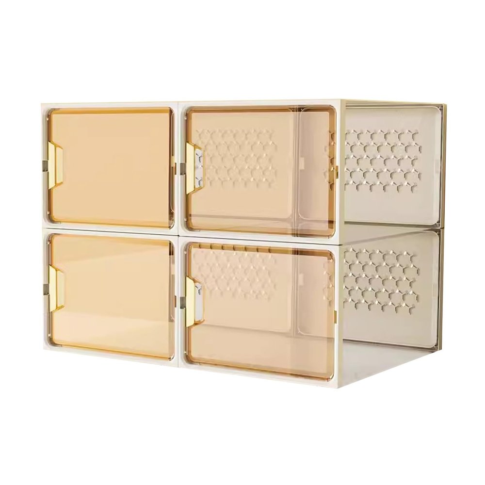 Shoe Boxes 4 Pack Shoe Box and Shoe Cabinet, Household Shoe Storage Boxes, Stackable Plastic Shoe Box with Lid, Space Saving, Easy to Assemble (Color : C)
