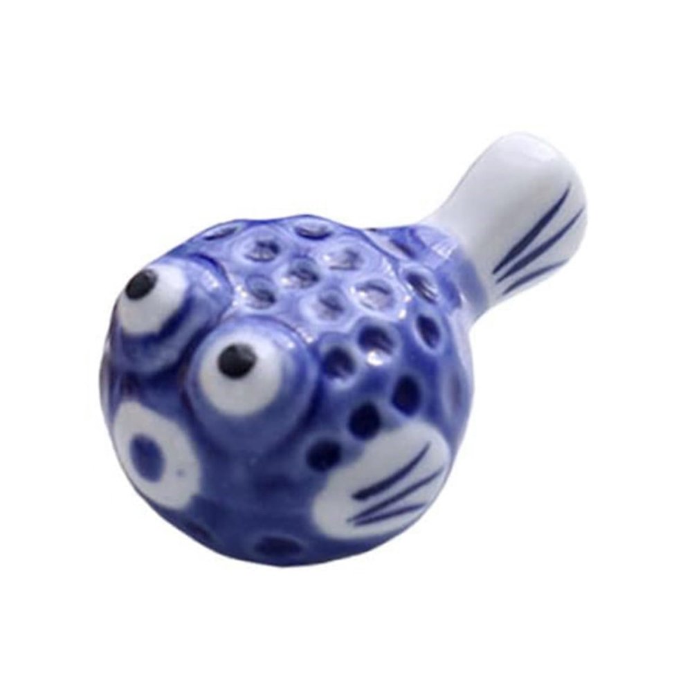 BELOWSYALER Ceramic Pufferfish Chopstick Holders,Set of 6 Ceramic Pufferfish Chopstick Rest Ceramic Chopstick Holder Utensil Holders Ceramic Material for Kitchen Utensil