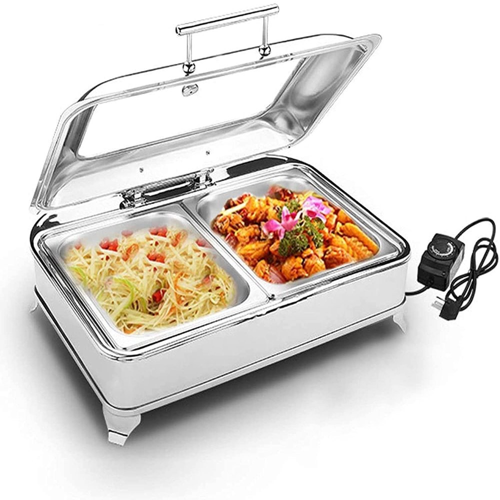 Food Warmers For Parties Buffets Electric, Stainless Steel Buffet Server And Warming Tray, 9L, Chafing Dish Buffet Set - Adjustable Temperature + Hot Plate Electricgn (Size : Gn 1/2)