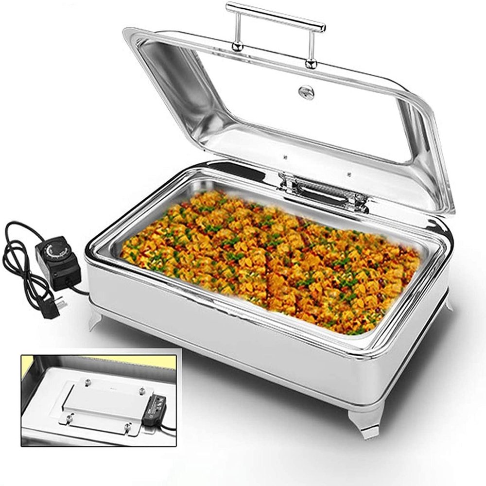 ENPAP Food Warmers for Parties Buffets Electric, Stainless Steel Buffet Server and Warming Tray, 9L, Chafing Dish Buffet Set - Adjustable Temperature + Hot Plate Electricgn (Size : Gn 1/1)